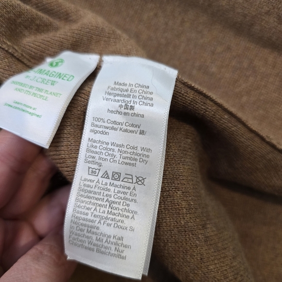 J.Crew Womens Sweater Cardigan Beige Size Large 100% Cotton - Picture 7 of 11